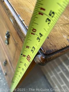 Three (3) Drawer Louis XI Style Inlaid Scrolled Design Continental Fruitwood Commode.  33"H x 22"W x 14"D