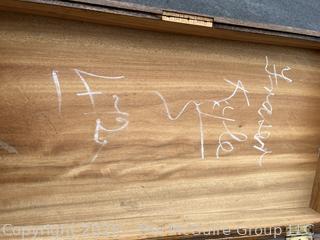 Chinese Camphor Wood Campaign Chest with Hinged Lid and Brass Mounts On Stretcher Base, Circa 1840.  30"H x 35"W x 18"D