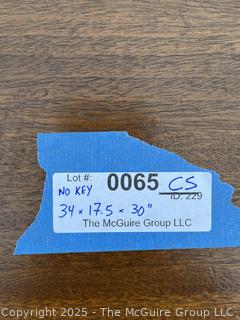 Chinese Camphor Wood Campaign Chest with Hinged Lid and Brass Mounts On Stretcher Base, Circa 1840.  30"H x 35"W x 18"D