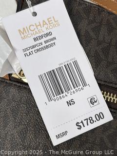 Michael Kors Signature Bedford Logo Flat Crossbody Handbag, New with Tags