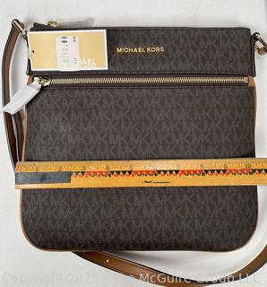 Michael Kors Signature Bedford Logo Flat Crossbody Handbag, New with Tags