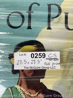 Framed Under Glass Land Of Pueblos Mexico Santa Fe Train Travel Poster. 23" x 29"