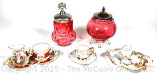 Porcelain and Ruby Red Glassware