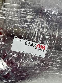 Bohemian Cranberry Red Cut to Clear Crystal Decanter & Glasses 