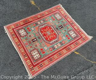Kazak Karachop Hand Knotted Shirvan Turkish Rug on Red Ground.  5" x 6" (WAS 1400CS)