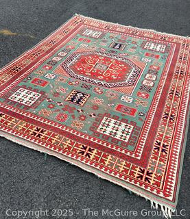 Kazak Karachop Hand Knotted Shirvan Turkish Rug on Red Ground.  5" x 6" (WAS 1400CS)