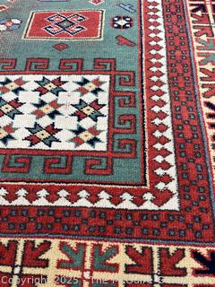 Kazak Karachop Hand Knotted Shirvan Turkish Rug on Red Ground.  5" x 6" (WAS 1400CS)