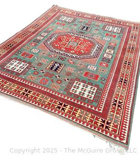 Kazak Karachop Hand Knotted Shirvan Turkish Rug on Red Ground.  5" x 6" (WAS 1400CS)