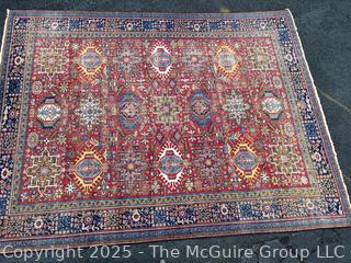 Wool Hand Knotted Persian Gharajeh Rug on Red Ground.  10.8' x 8.1' (WAS 1402CS) 