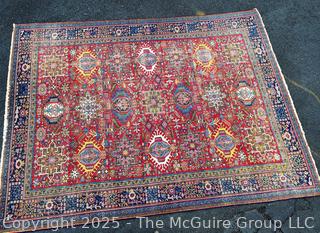 Wool Hand Knotted Persian Gharajeh Rug on Red Ground.  10.8' x 8.1' (WAS 1402CS) 