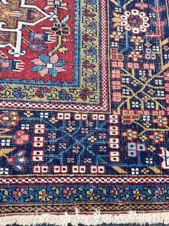 Wool Hand Knotted Persian Gharajeh Rug on Red Ground.  10.8' x 8.1' (WAS 1402CS) 