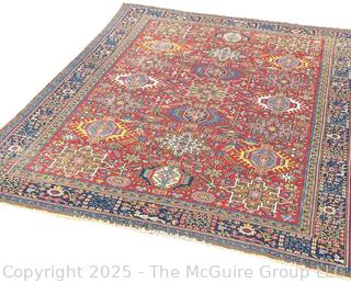 Wool Hand Knotted Persian Gharajeh Rug on Red Ground.  10.8' x 8.1' (WAS 1402CS) 