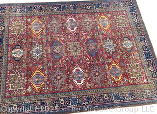 Wool Hand Knotted Persian Gharajeh Rug on Red Ground.  10.8' x 8.1' (WAS 1402CS) 