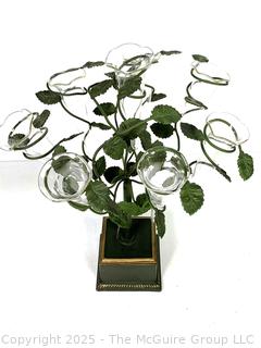 Epergne Tole Rose Tree with Eight (8) Glass Vases 