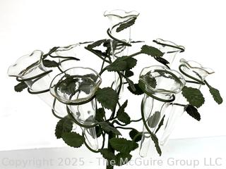Epergne Tole Rose Tree with Eight (8) Glass Vases 