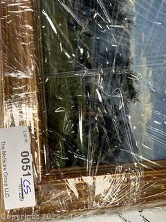 Gilt-Framed Oil on Wood of Shepherds with Cow on Hilltop Signed by Artist Saul Guigo, 1871.  Restored by Justine Wimsatt, Wimsatt & Assoc in 2002.  9" x 12"