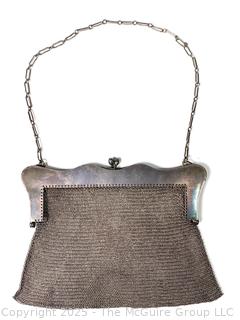 Victorian Sterling Silver Chain Maille Mesh Handbag.  251 grams