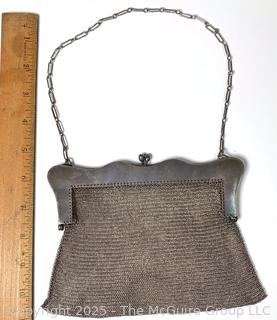 Victorian Sterling Silver Chain Maille Mesh Handbag.  251 grams
