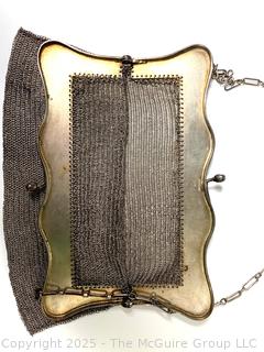 Victorian Sterling Silver Chain Maille Mesh Handbag.  251 grams