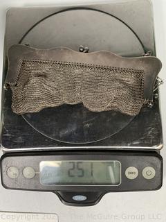 Victorian Sterling Silver Chain Maille Mesh Handbag.  251 grams