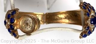 Blue Cabochon Glass Crawford Watch Bracelet, Untested