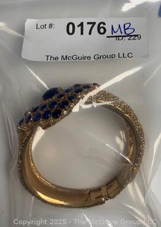 Blue Cabochon Glass Crawford Watch Bracelet, Untested