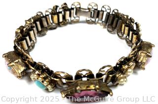 Multi Stone and Rhinestone Slide Bracelet