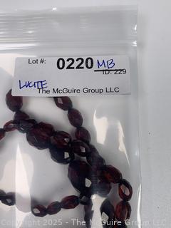 Art Deco Cherry Amber Bakelite Faceted Graduated Beaded Necklace.  