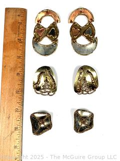 Three (3) Pairs of Modernist Artisan Made Brass Earrings