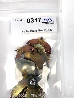 Three (3) Pairs of Modernist Artisan Made Brass Earrings