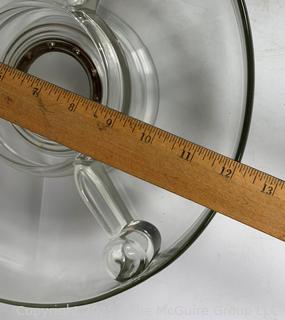 Clear Glass Lazy Susan on Ball-Bearing Base, Serving Platter and Covered Plate