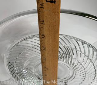 Clear Glass Lazy Susan on Ball-Bearing Base, Serving Platter and Covered Plate