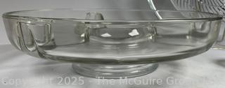 Clear Glass Lazy Susan on Ball-Bearing Base, Serving Platter and Covered Plate