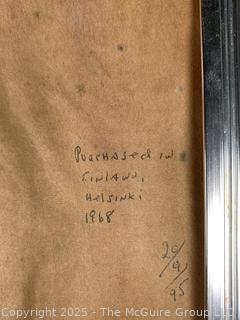 Framed Oil on Board Folk Art Painting of Man and Wife Signed by Polish Artist EK.  