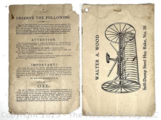 Ephemera of Walter A. Wood Company circa 19th C. Hoosic Falls NY