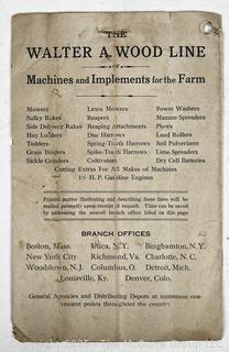 Ephemera of Walter A. Wood Company circa 19th C. Hoosic Falls NY