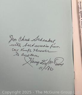 Book Titled Knife and Tomahawk Throwing by Harry K. McEvoy, Inscribed by the Author to Chris Schenkel, Hall of Fame TV Network Sportscaster 1950-1990's. 