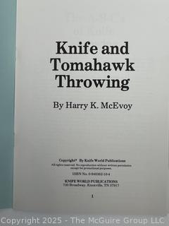 Book Titled Knife and Tomahawk Throwing by Harry K. McEvoy, Inscribed by the Author to Chris Schenkel, Hall of Fame TV Network Sportscaster 1950-1990's. 