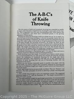 Book Titled Knife and Tomahawk Throwing by Harry K. McEvoy, Inscribed by the Author to Chris Schenkel, Hall of Fame TV Network Sportscaster 1950-1990's. 