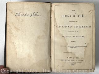 1869 Leather Bound American Bible Society Holy Bible Old & New Testaments 