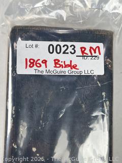 1869 Leather Bound American Bible Society Holy Bible Old & New Testaments 