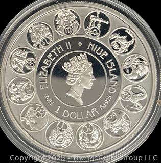 2011 Niue Island Proof $1 Alphonse Mucha Zodiac Signs Series (Aries) Silver Coin