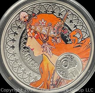 2011 Niue Island Proof $1 Alphonse Mucha Zodiac Signs Series (Aries) Silver Coin