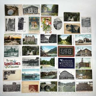 Collection of pre- and early 1900's picture post cards, w/ stamps and cancellations