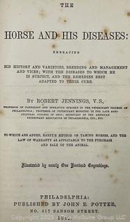 The Horse And His Diseases, By Robert Jennings V.S. 1862 Hc John E. Potter