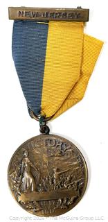 U.S. World War I State of New Jersey Victory Medal With Pin Back Ribbon.