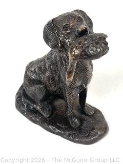 Bronze Hunting Dog With Duck Bird In Mouth Sculpture 