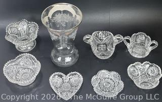 Collection of Cut Crystal Glass Serving Pieces