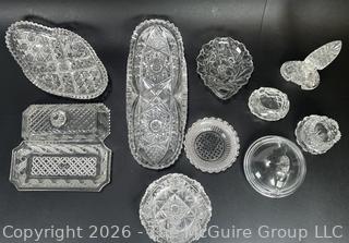 Collection of Cut Crystal Glass Serving Pieces
