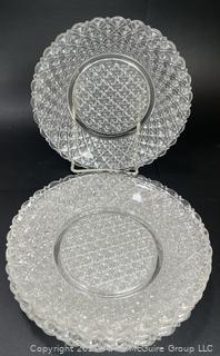 Set of Clear Glass Luncheon Plates